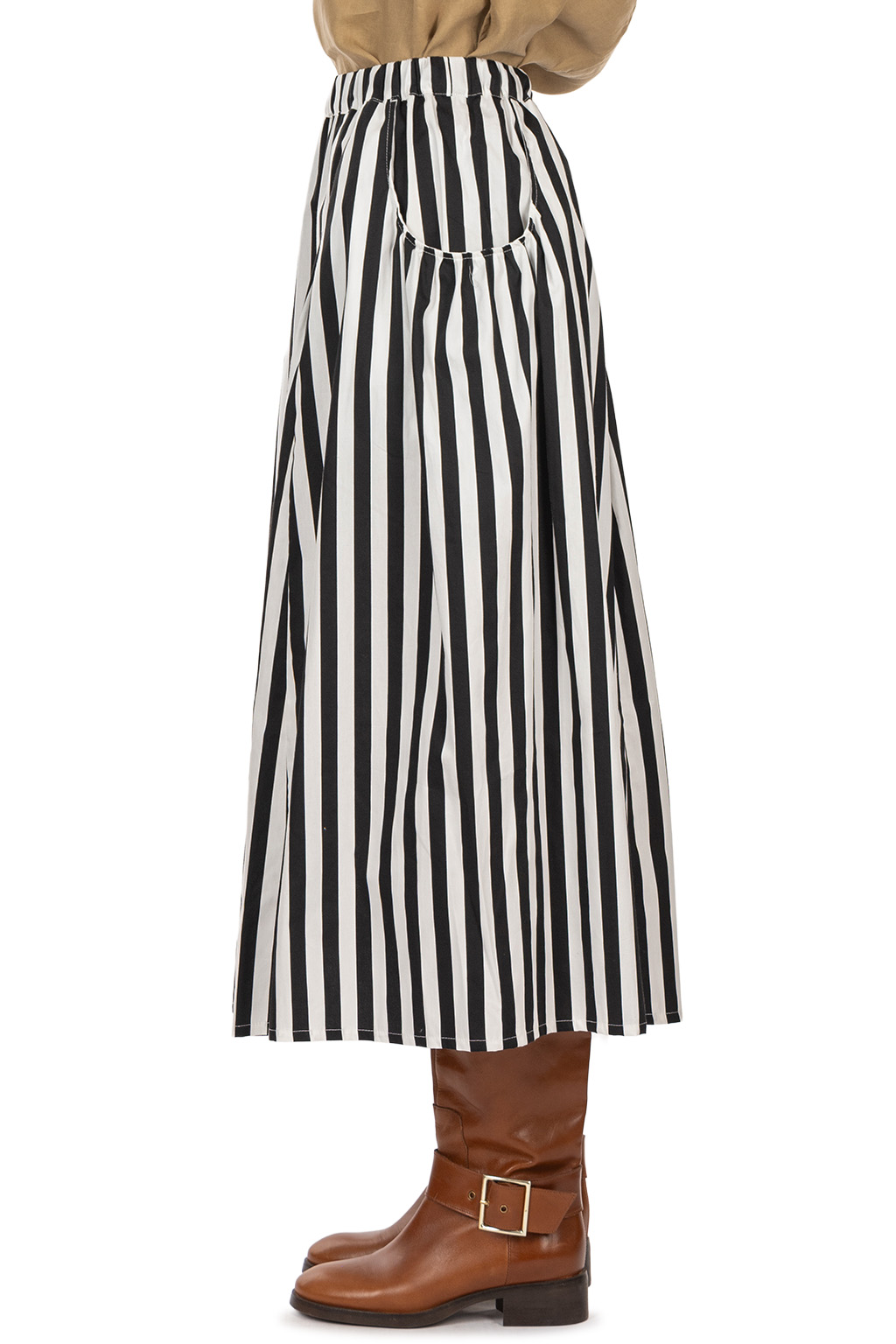 NARU  - Checkered Pattern Gathered Skirt