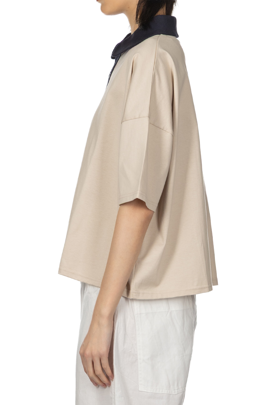 NARU  - Compression Jersey Two-Tone Pullover - Beige 