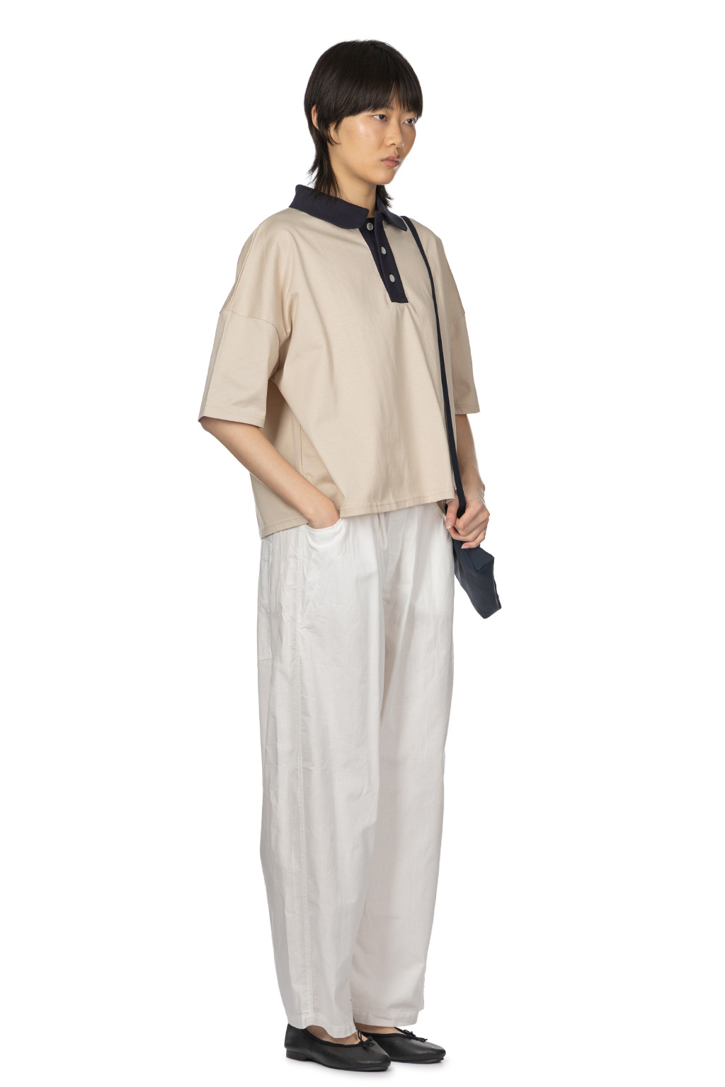 NARU  - Compression Jersey Two-Tone Pullover - Beige 