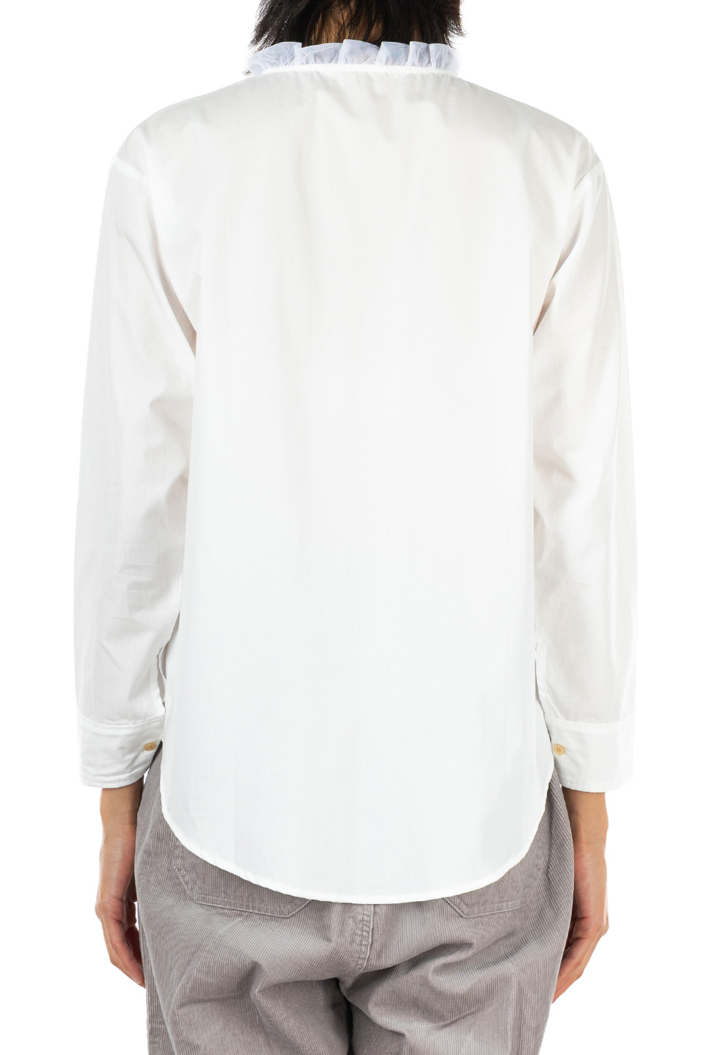 NARU  - Cotton Broad Frill Neck Shirt - Off White