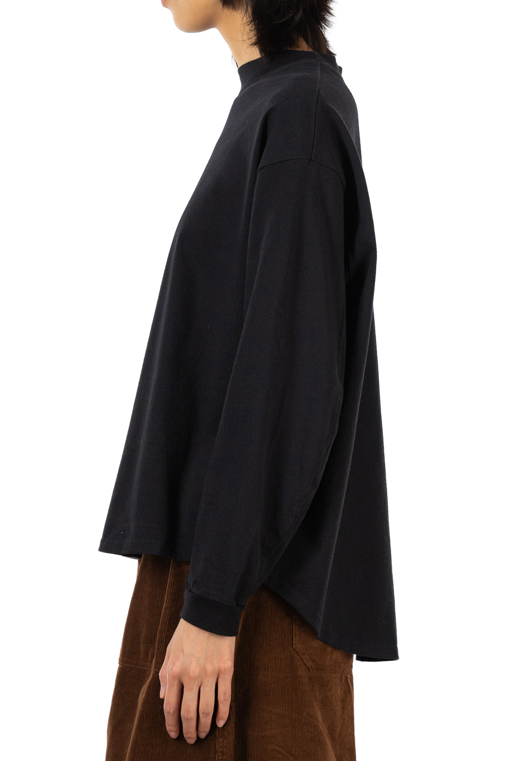 NARU  - Cotton Jersey Curved Sleeve Pullover - Black