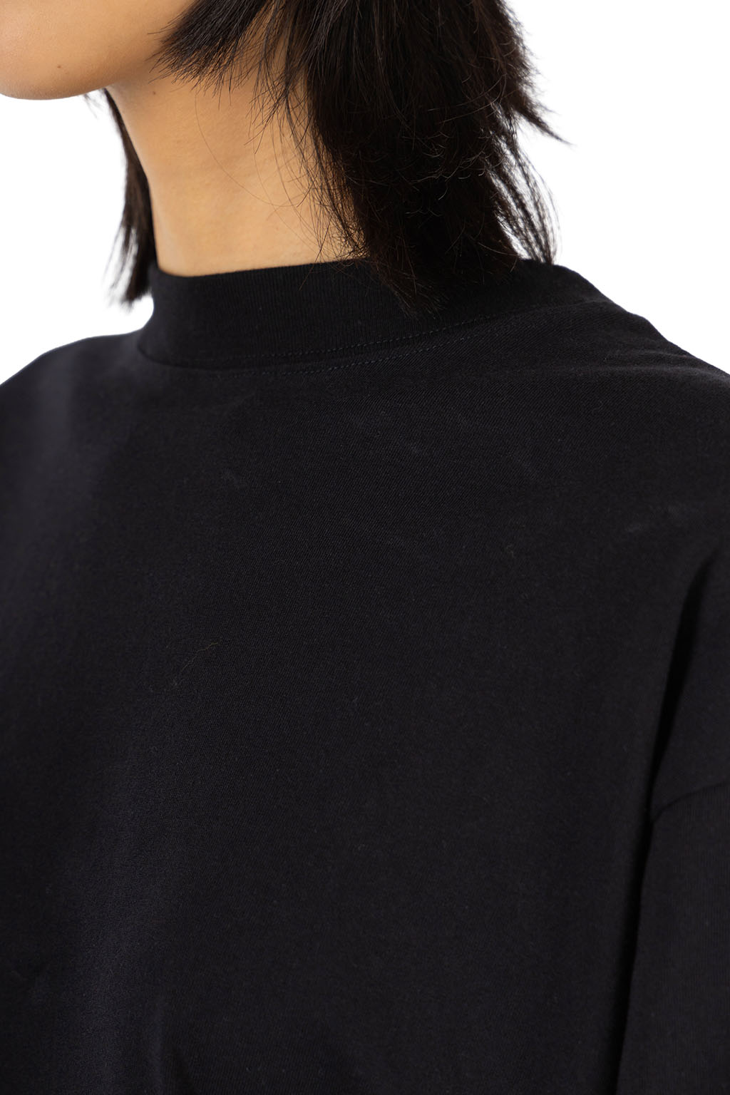 NARU  - Cotton Jersey Curved Sleeve Pullover - Black
