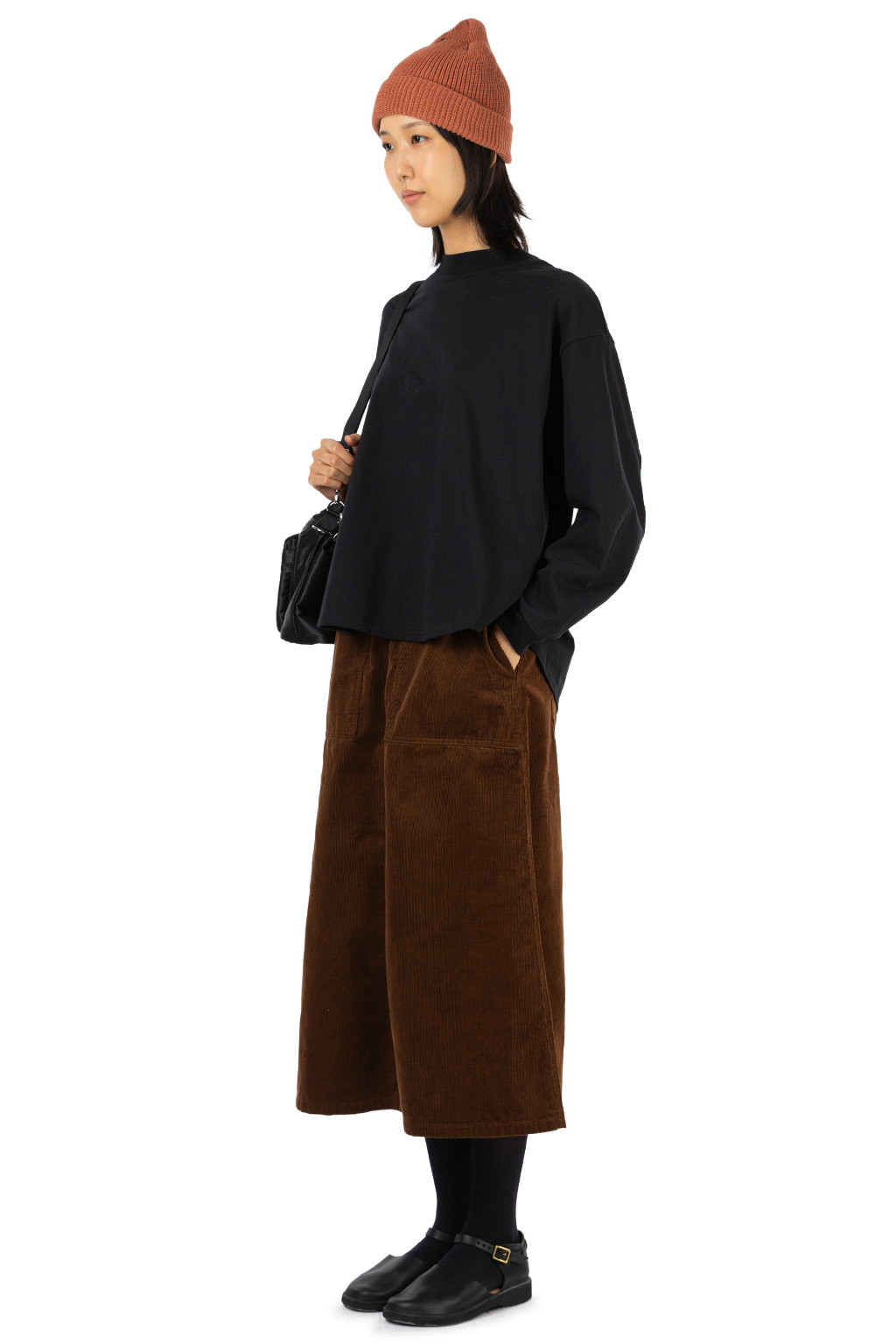NARU  - Cotton Jersey Curved Sleeve Pullover - Black