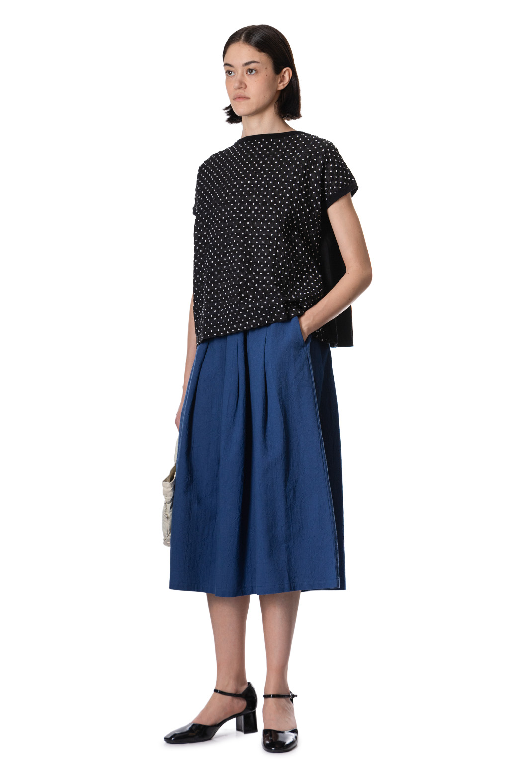 NARU  - Cotton Lawn Dot Shirt - Black