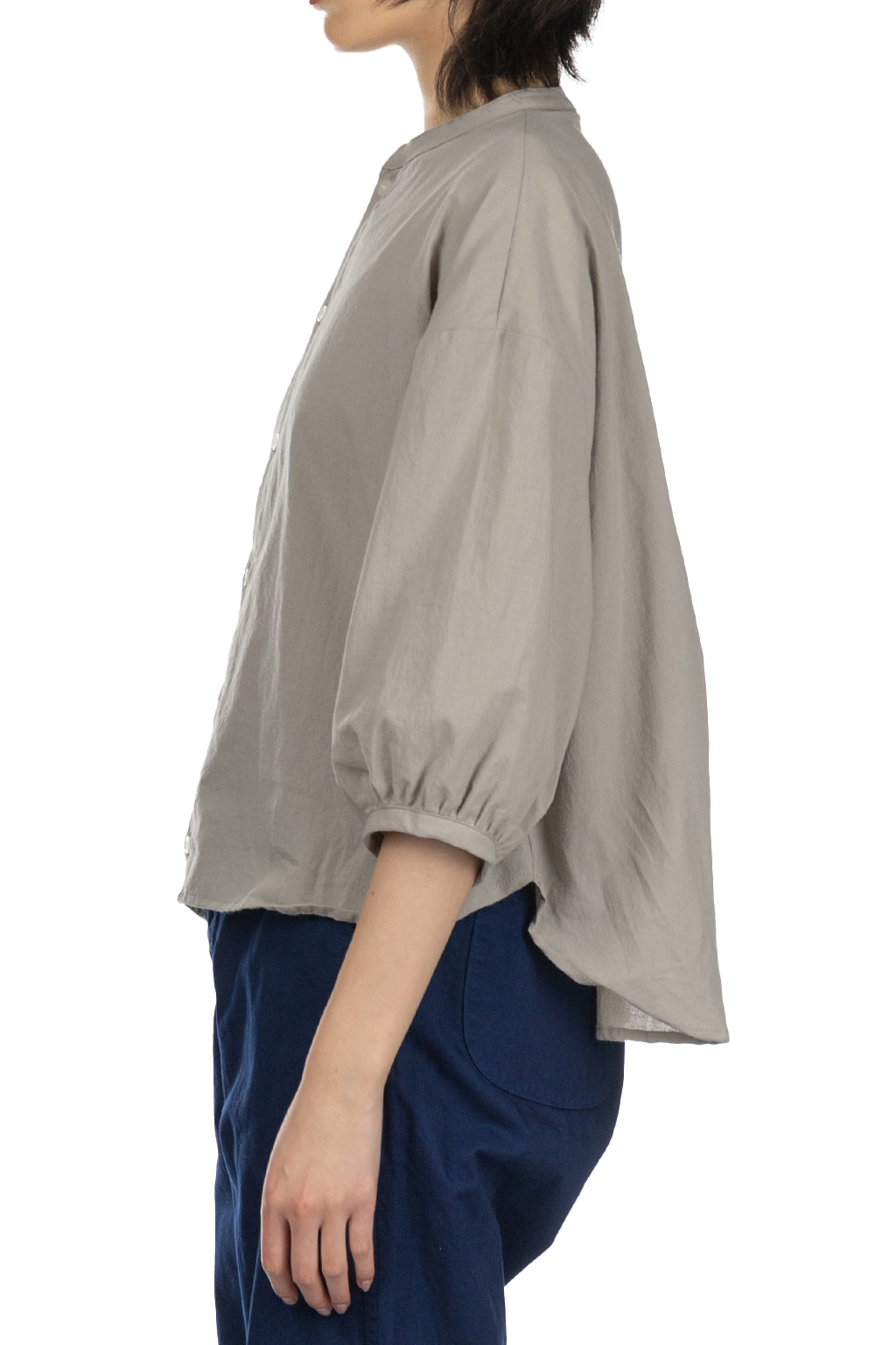 NARU  - Cotton Lawn Round Cardigan - Grey