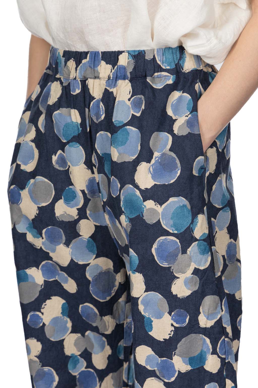 NARU  - Cotton Linen Dot Egg Pants - Blue