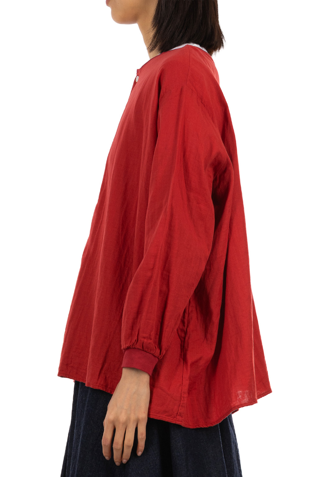 NARU  - Double Gauze Flare 2-Way Blouse - Red
