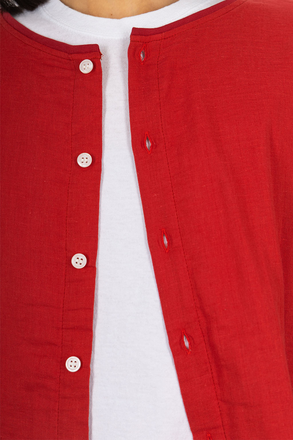 NARU  - Double Gauze Flare 2-Way Blouse - Red