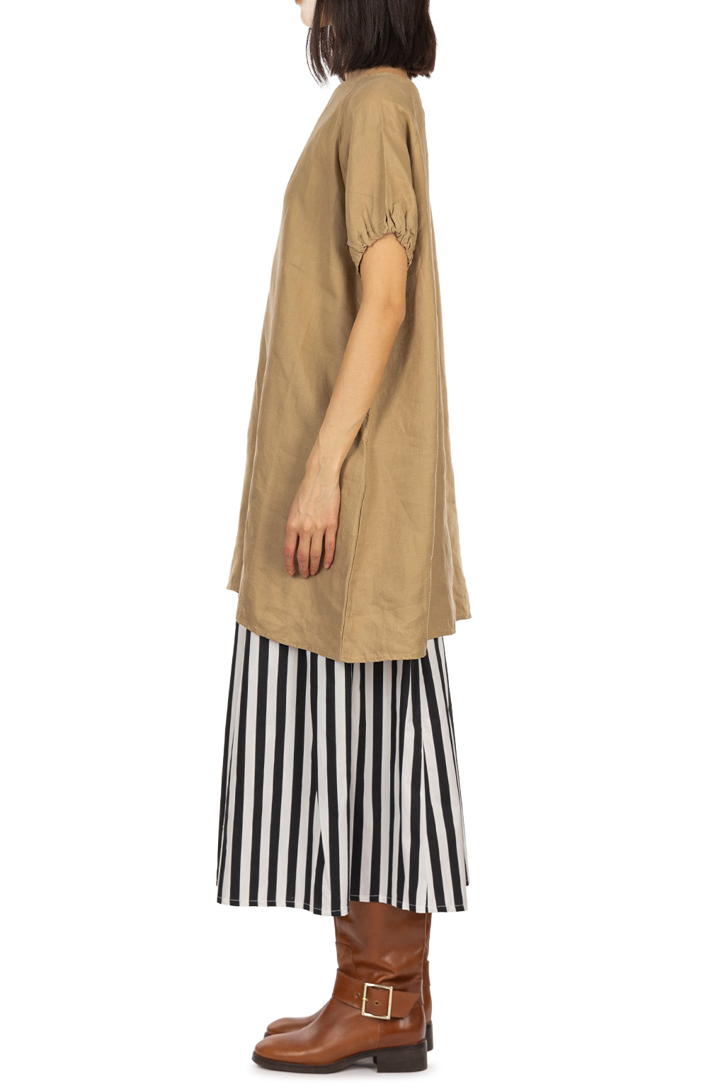 NARU  - French Linen Raglan Sleeve Tunic - Light Brown