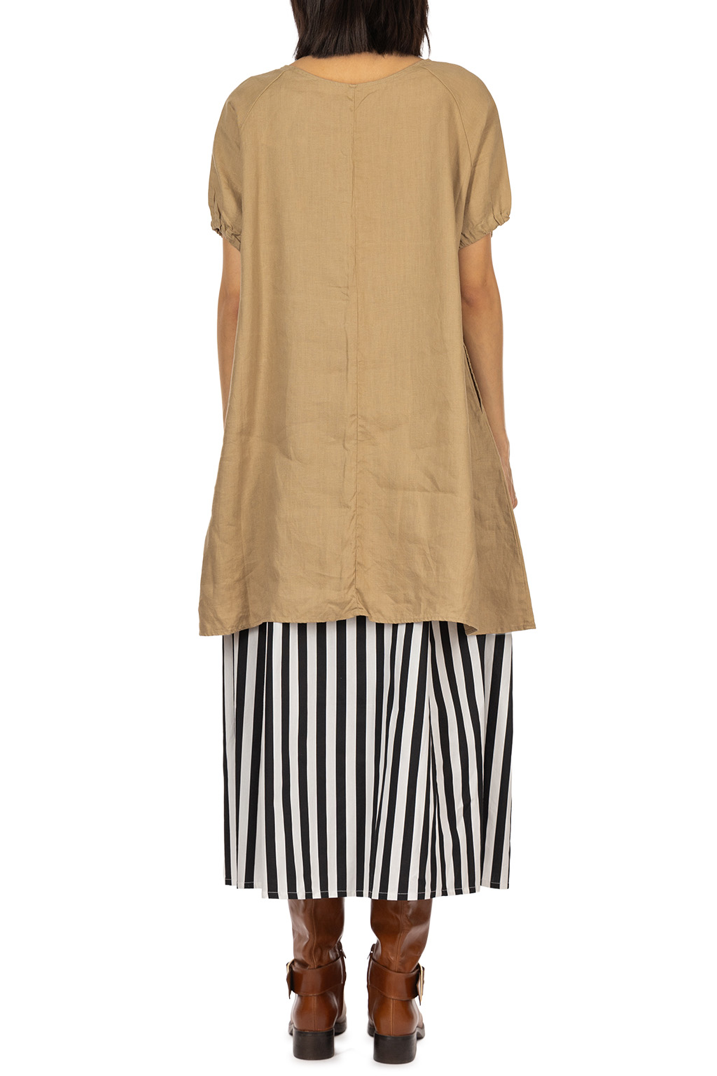 NARU  - French Linen Raglan Sleeve Tunic - Light Brown