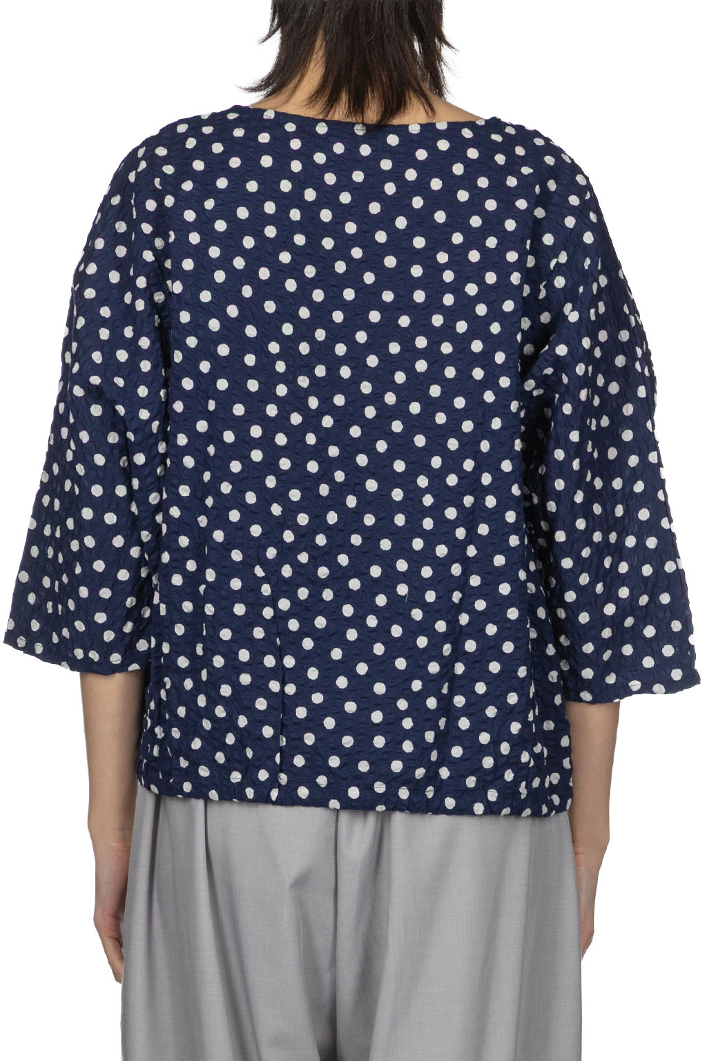 NARU  - Lone Ripple Dot Shirt -  Navy x White