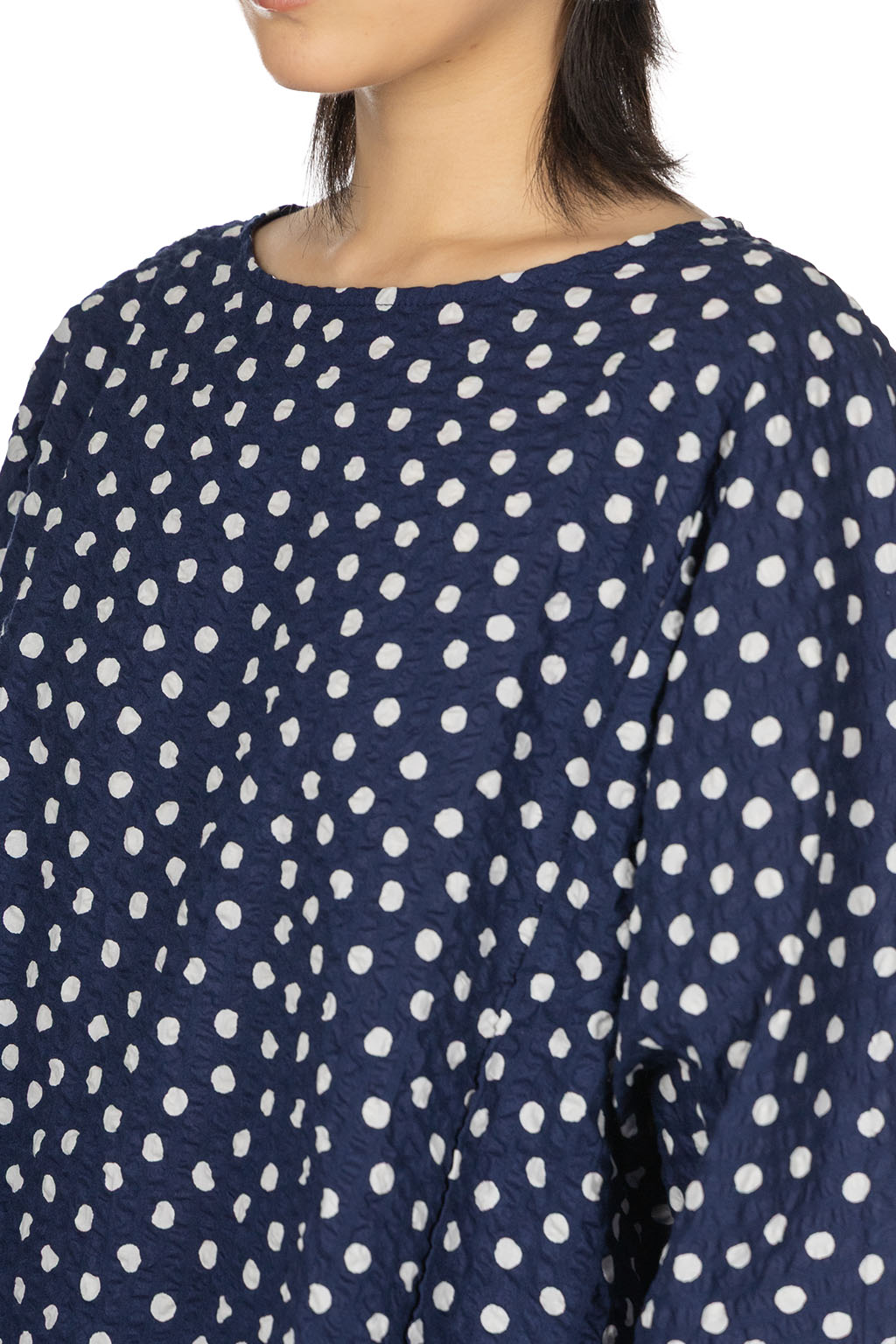 NARU  - Lone Ripple Dot Shirt -  Navy x White