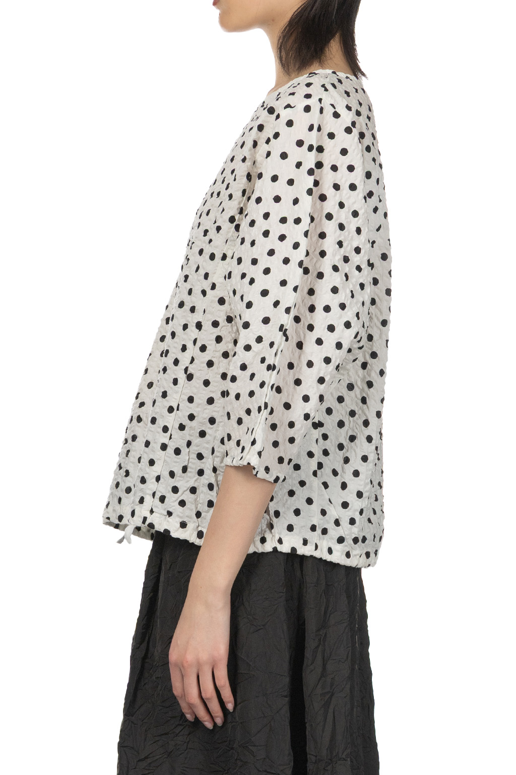 NARU  - Lone Ripple Dot Shirt - White x Black