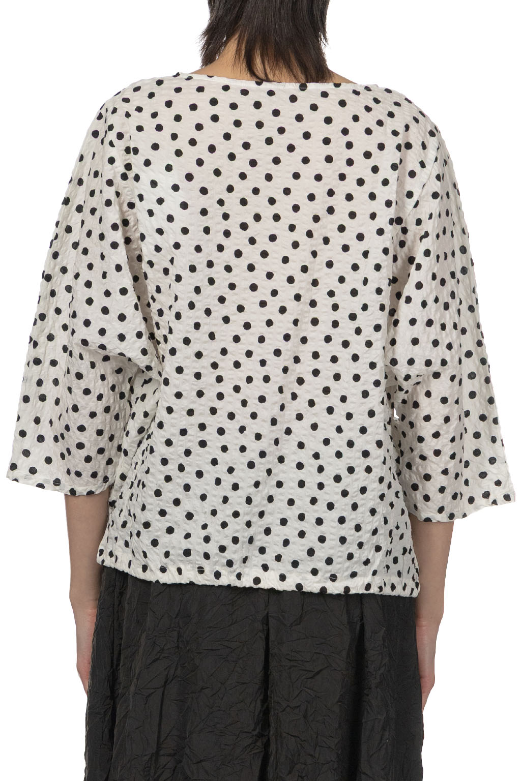 NARU  - Lone Ripple Dot Shirt - White x Black