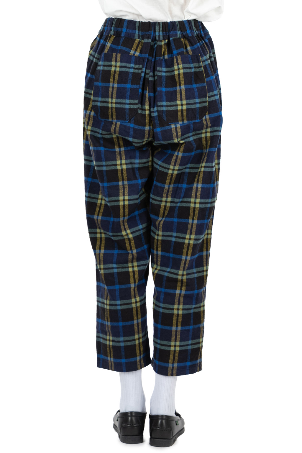 NARU  - Nishiwaki Flannel Check Cozy Pants - Navy x Yellow