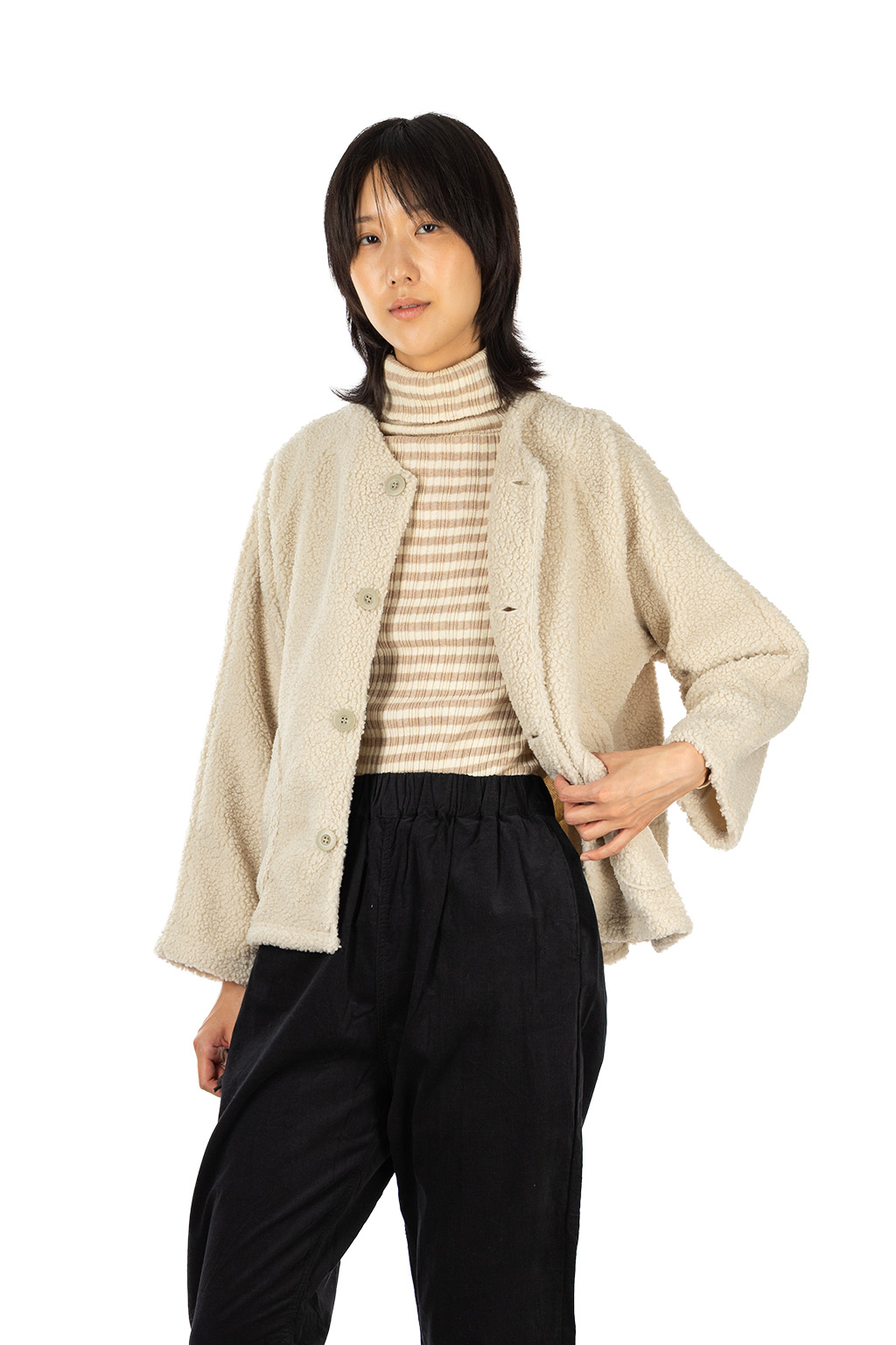 NARU  - Poodle Pile Jacket - Ecru