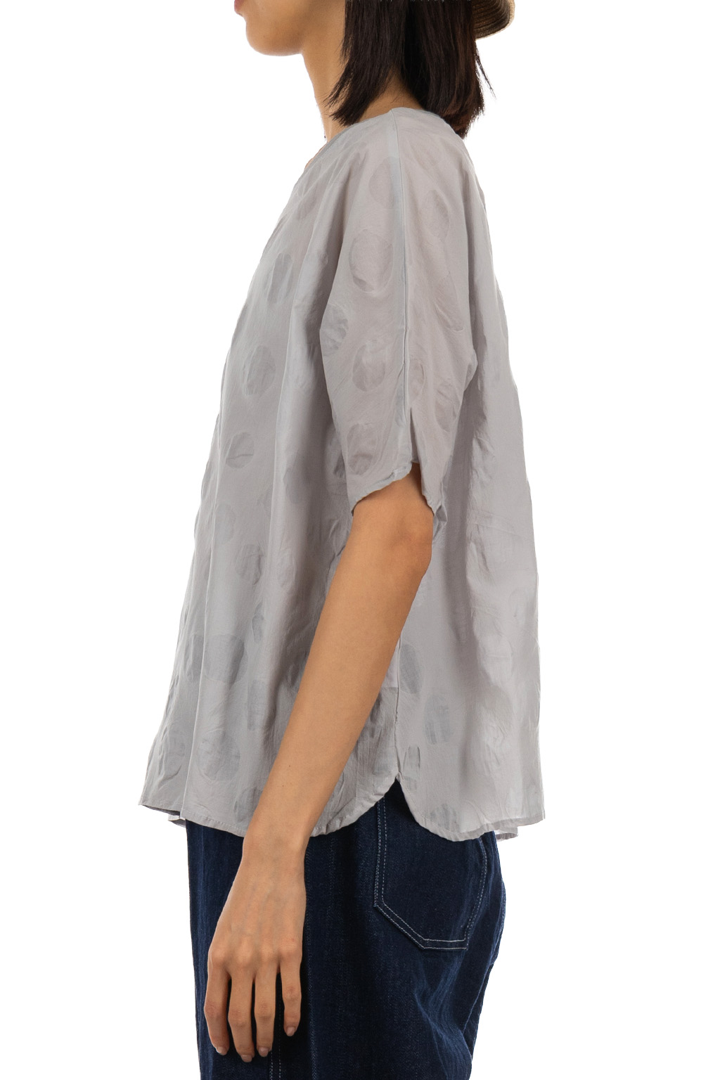 NARU  - Random Dot Bateau Blouse - Grey