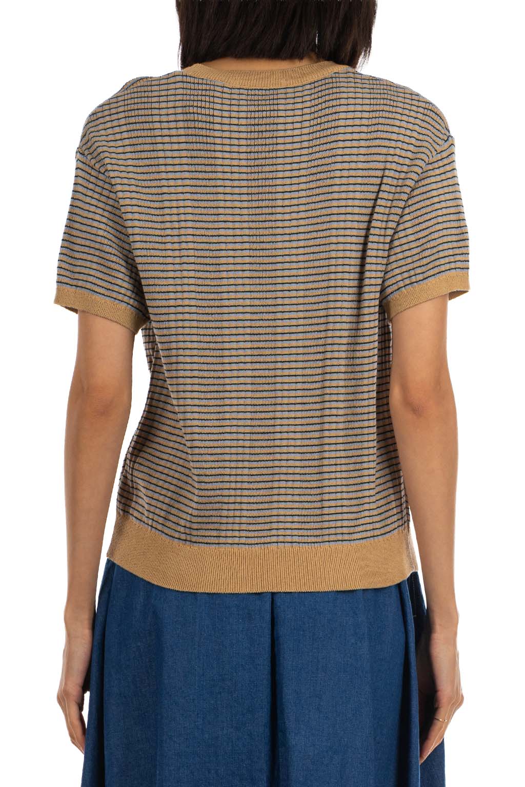 NARU  - Stripe Short-Sleeved Knit