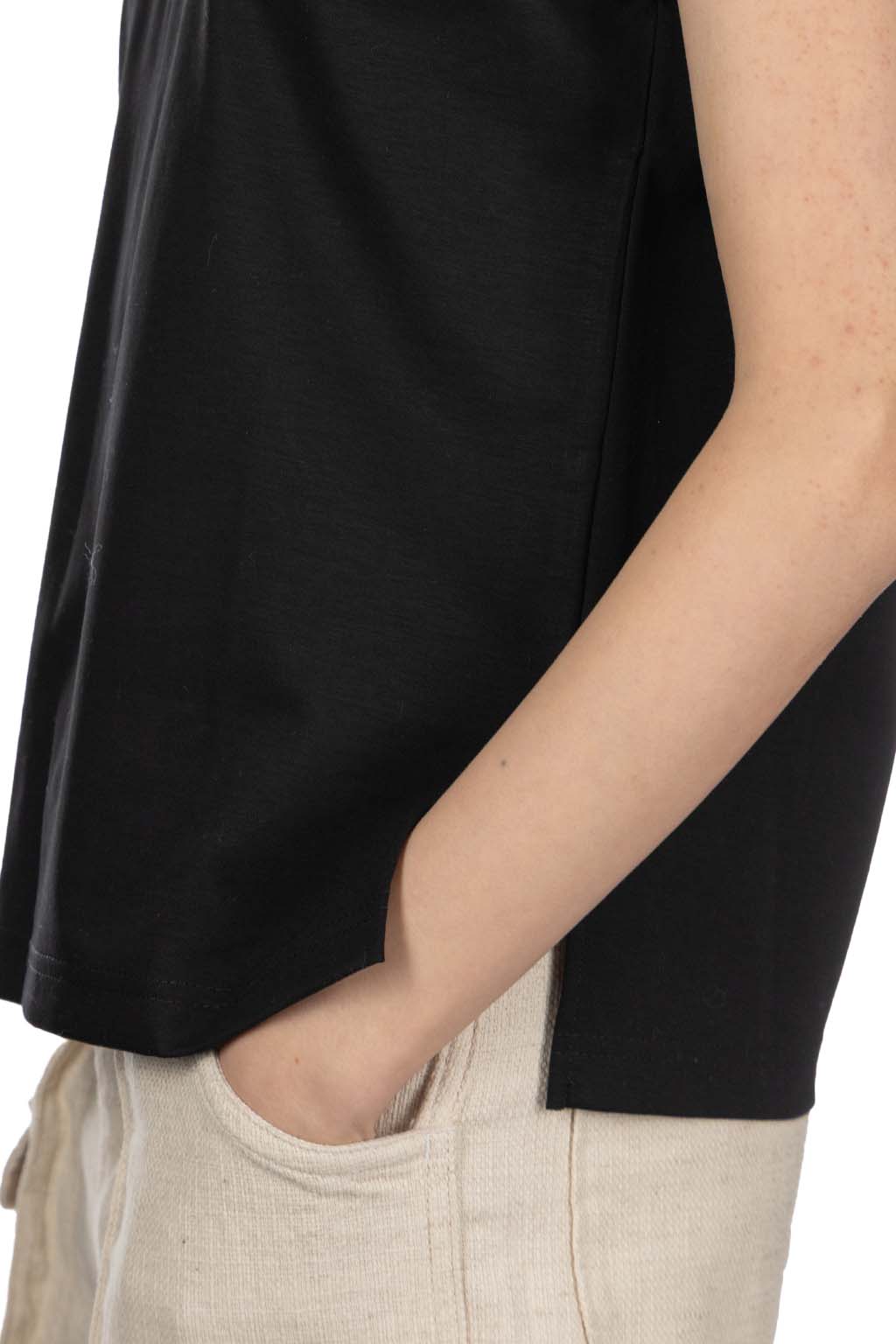 NARU  - Supima Cotton French Sleeve Tee - Black 