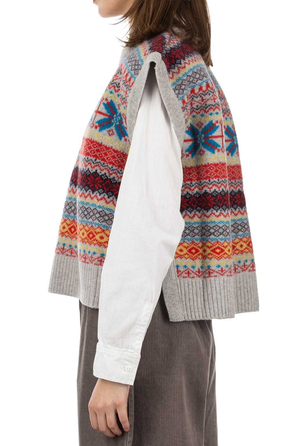 NARU  - Tasmania Wool Fair Isle Box Vest - Grey