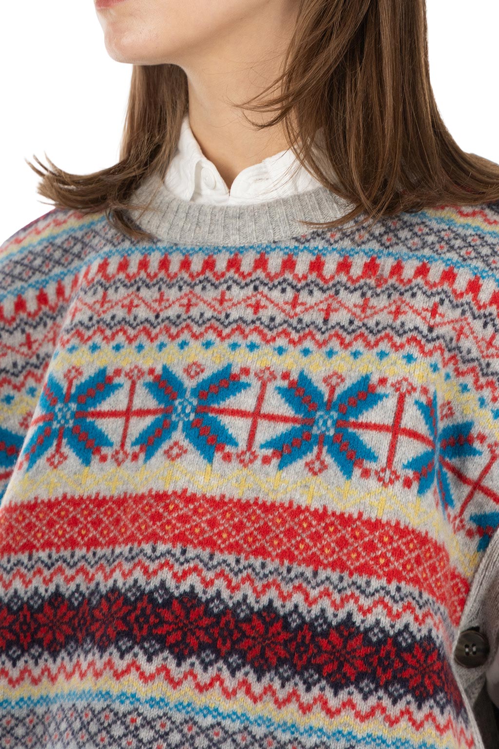 NARU  - Tasmania Wool Fair Isle Box Vest - Grey