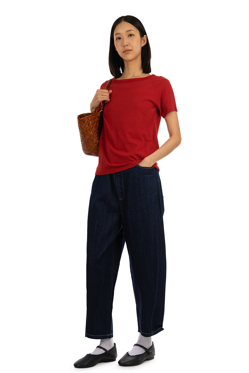 NARU  - Uneven Yarn Jersey Compact Tee - Antique Red