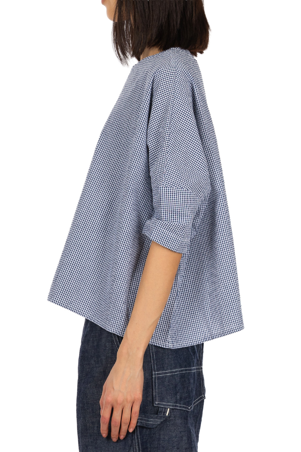 NARU  - Wide Pullover - Navy Check