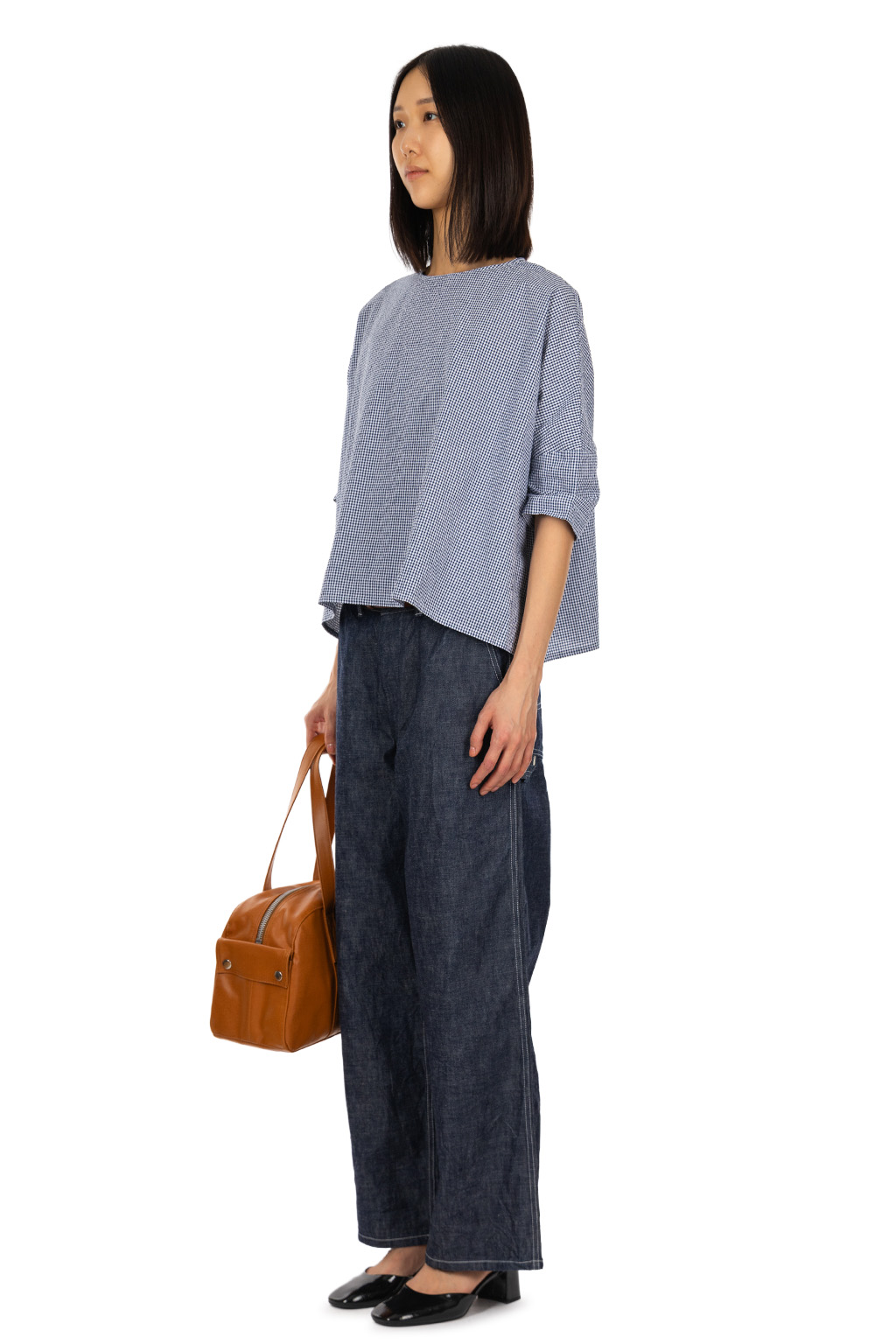 NARU  - Wide Pullover - Navy Check