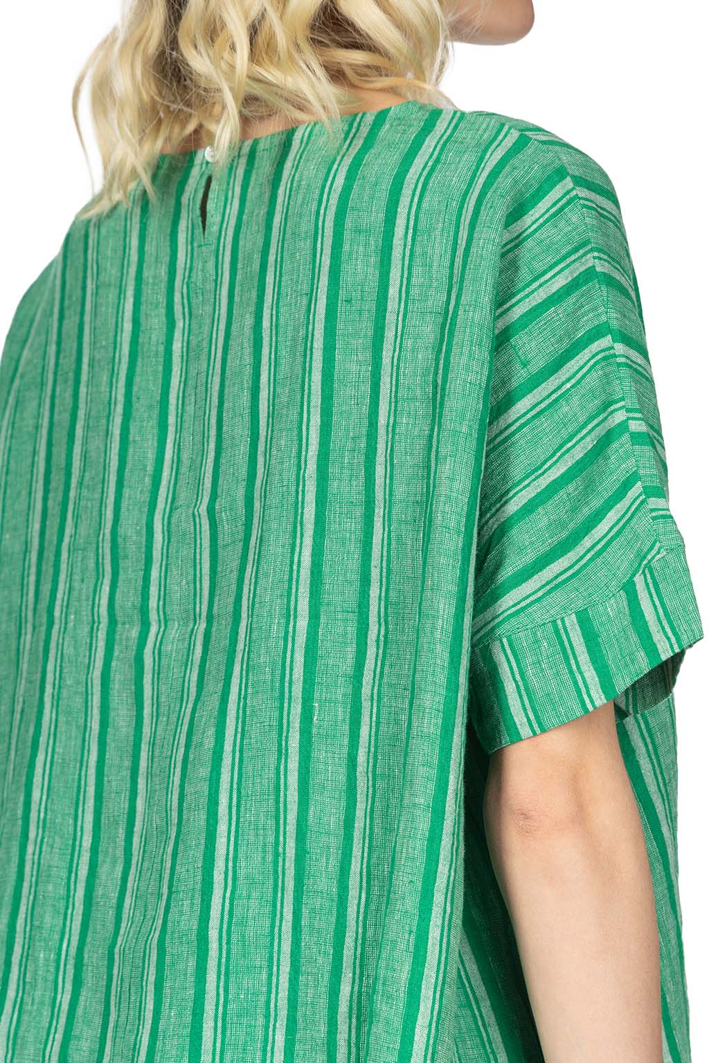 Nachukara - Linen Stripe Wide Pullover - Green