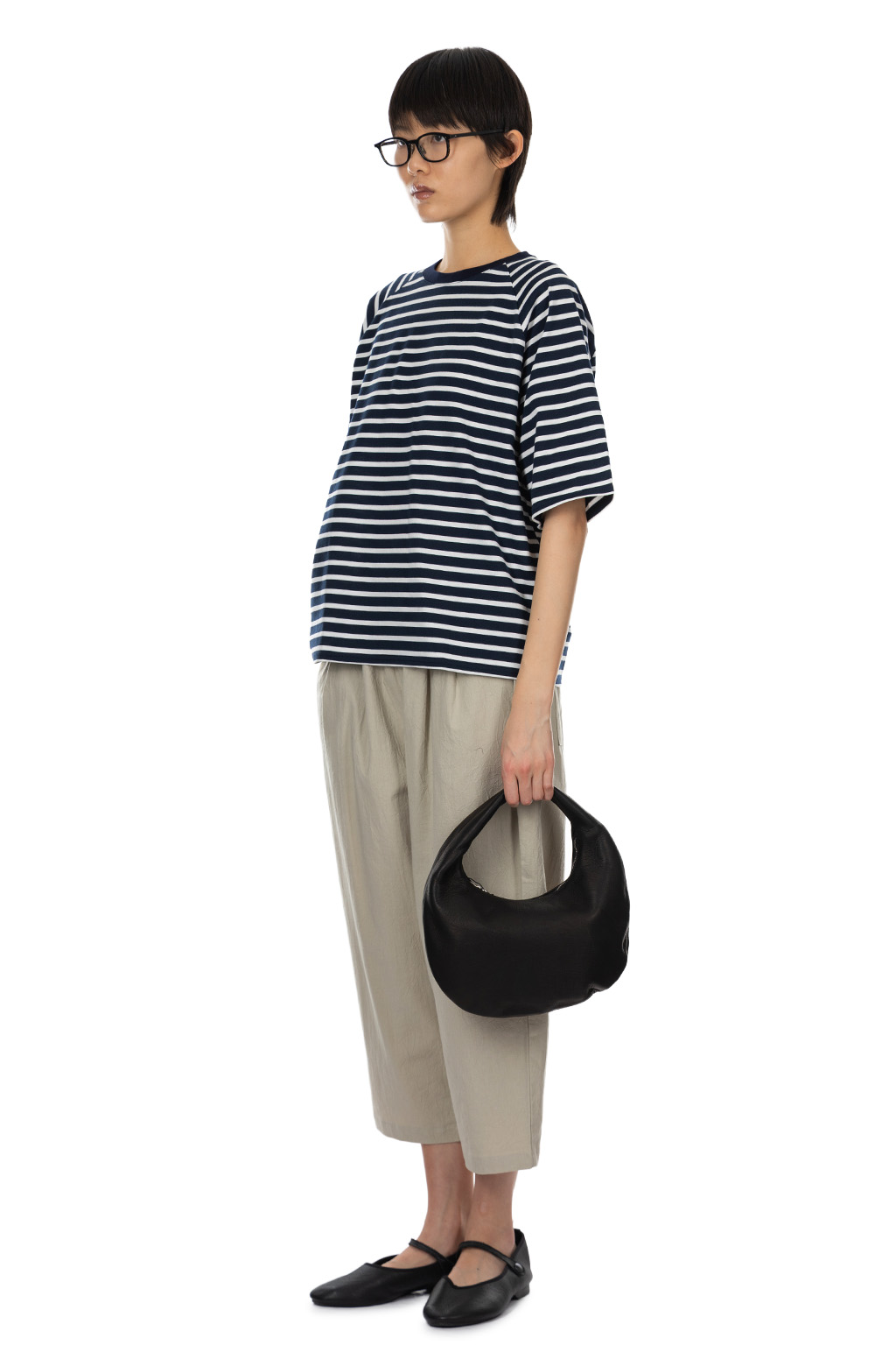 Nachukara - Raglan Stripe T-Shirt - Navy And White