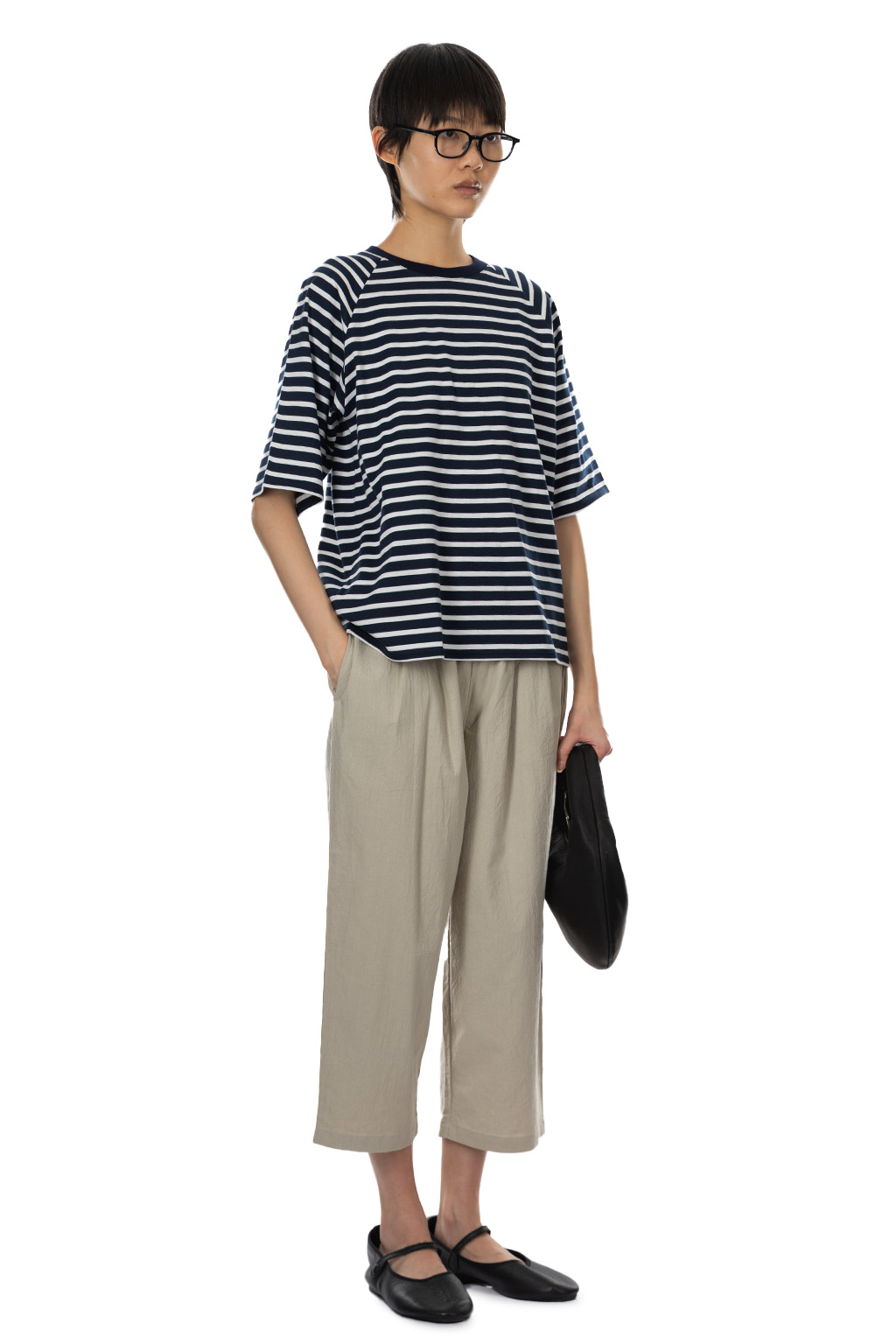 Nachukara - Raglan Stripe T-Shirt - Navy And White