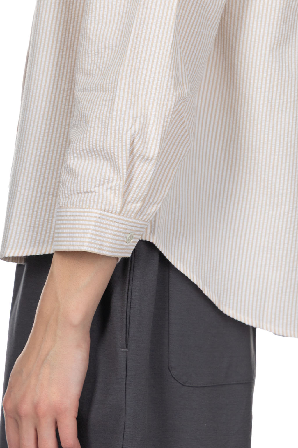 Nachukara - Seersucker Band Collar Blouse