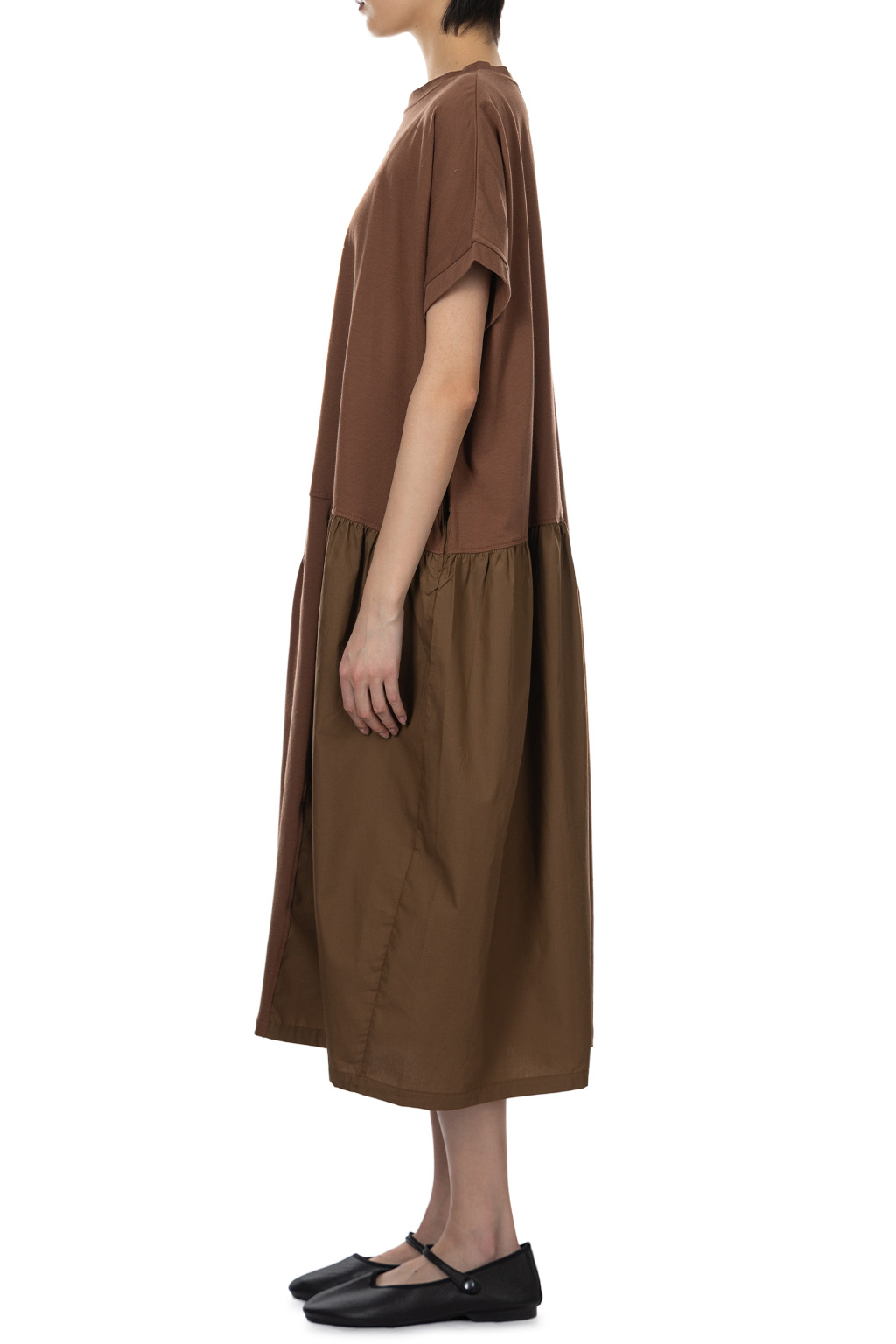 Nachukara - Soft Jersey Patchwork Dress - Brown