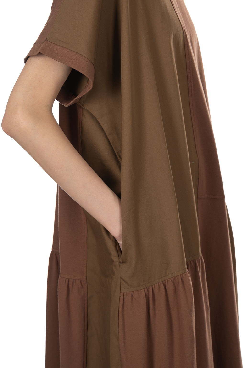 Nachukara - Soft Jersey Patchwork Dress - Brown