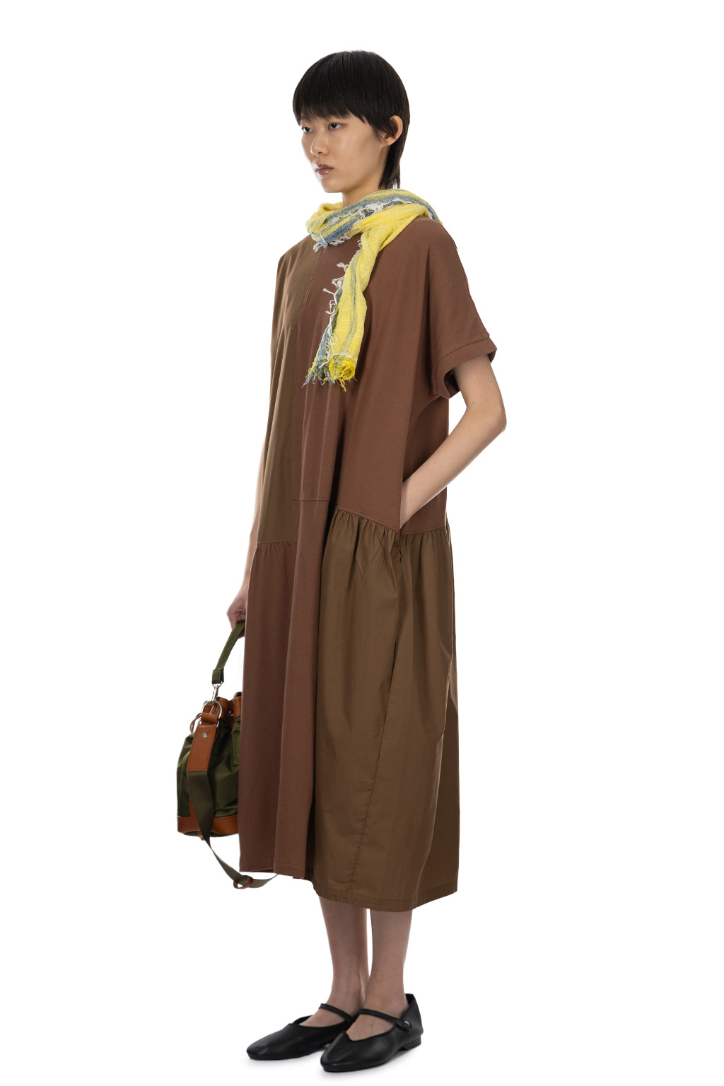 Nachukara - Soft Jersey Patchwork Dress - Brown