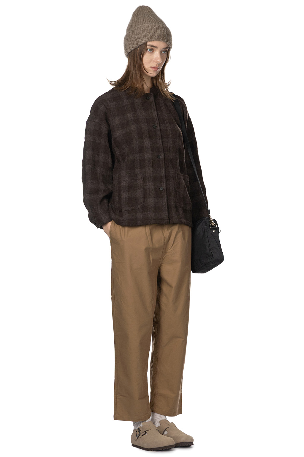 Nachukara - Wave Check Stand Collar Shirt Jacket