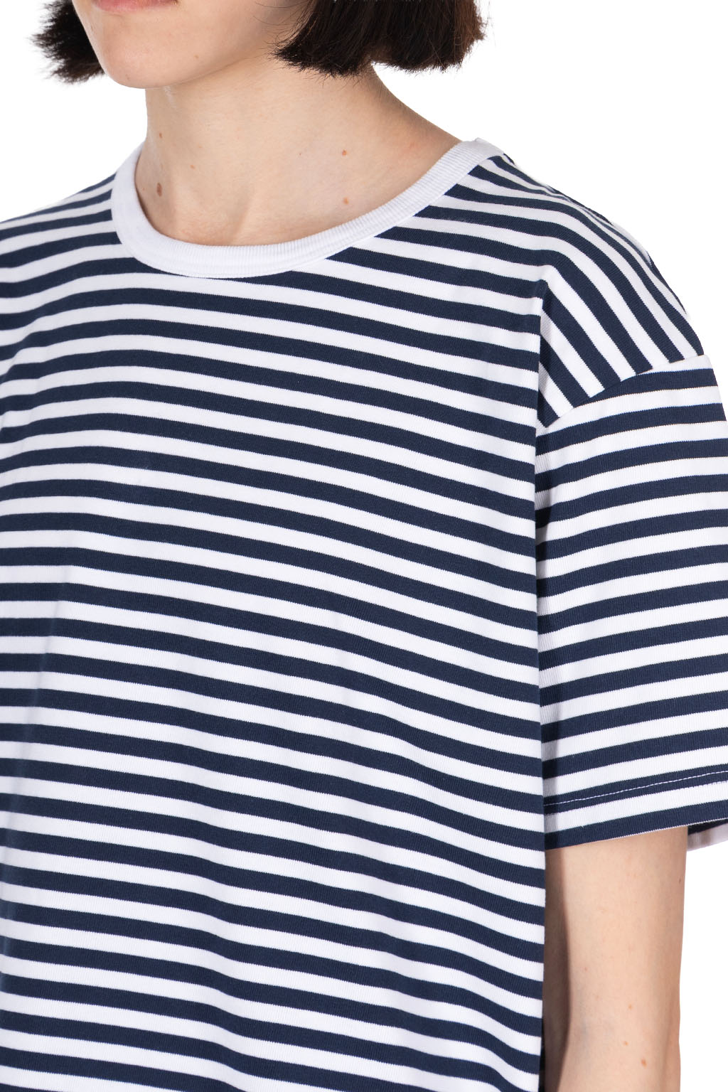 Nanamica (NAN) - COOLMAX Stripe Jersey Tee - Navy x White
