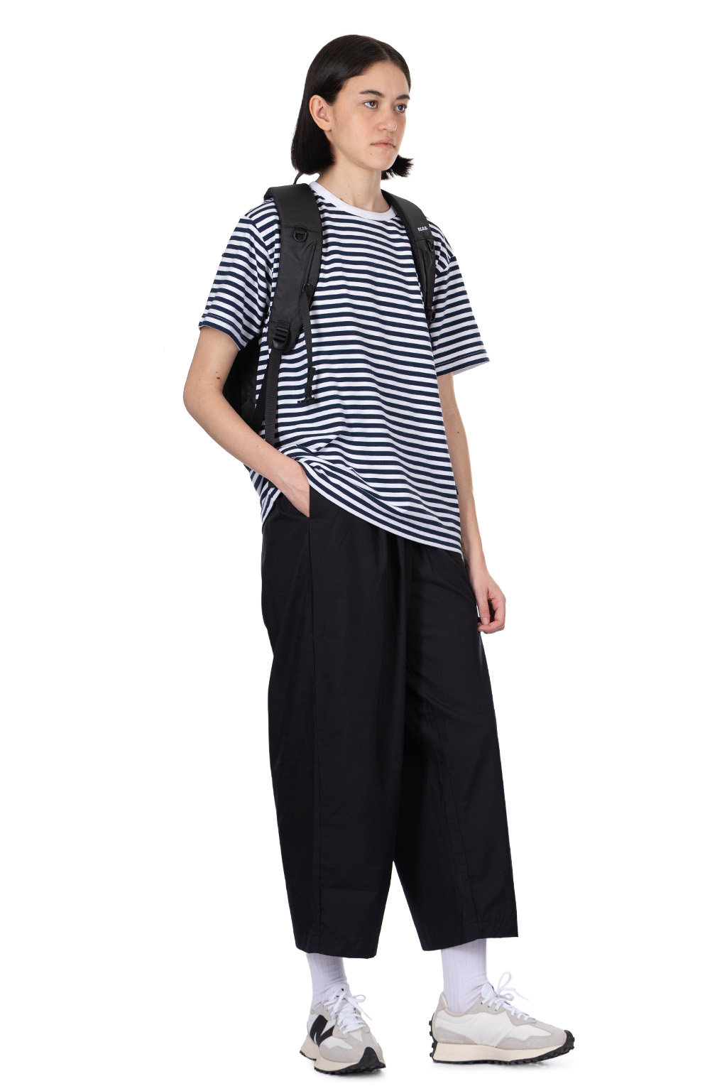Nanamica (NAN) - COOLMAX Stripe Jersey Tee - Navy x White
