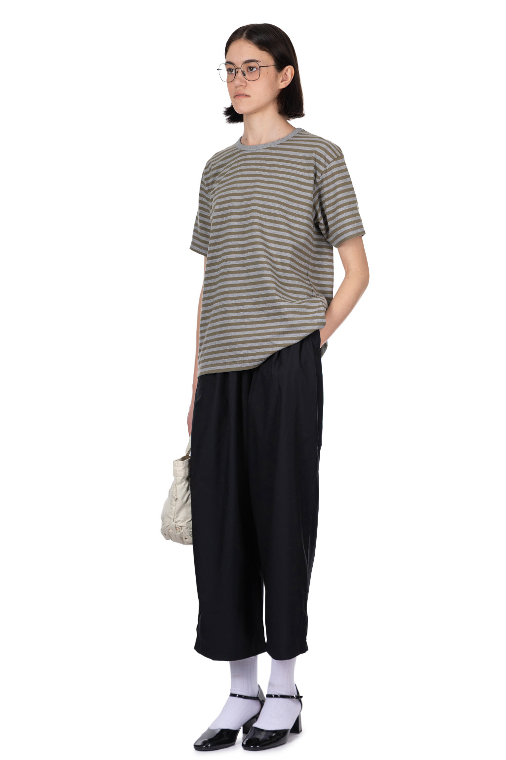 Nanamica (NAN) - COOLMAX Stripe Jersey Tee - Olive x Gray