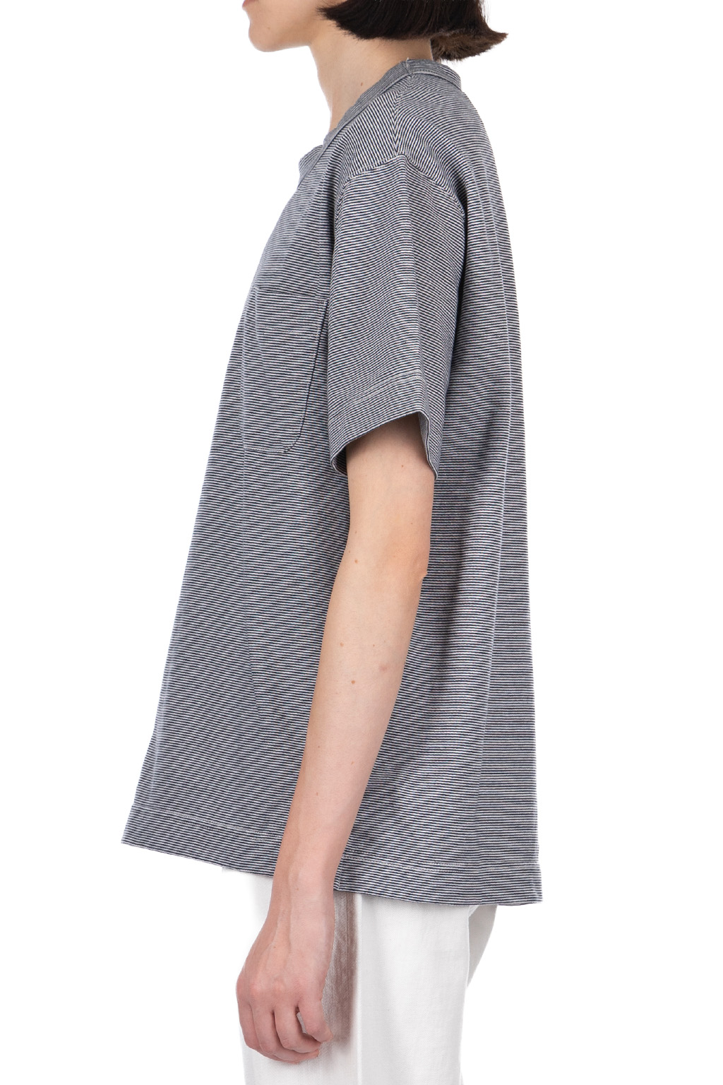 Nanamica (NAN) - Micro Stripe Pocket Tee - Navy x White