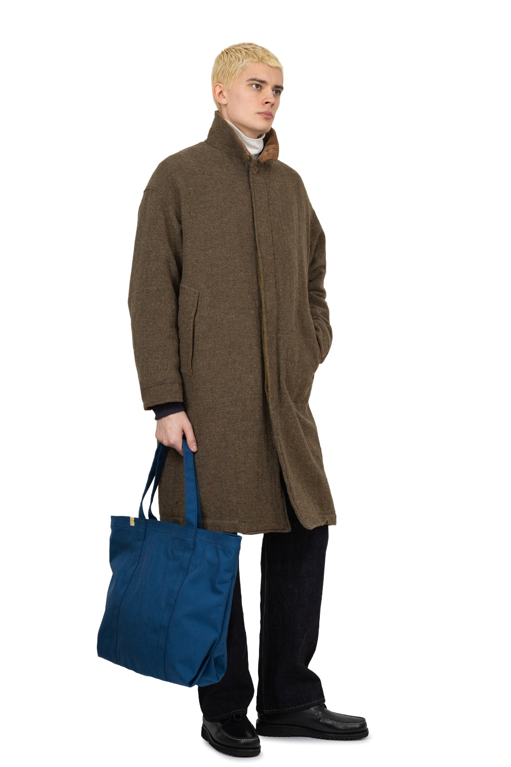 Nonnative - Wanderer Long Puff Coat Wool Herringbone Windstopper - Coyote