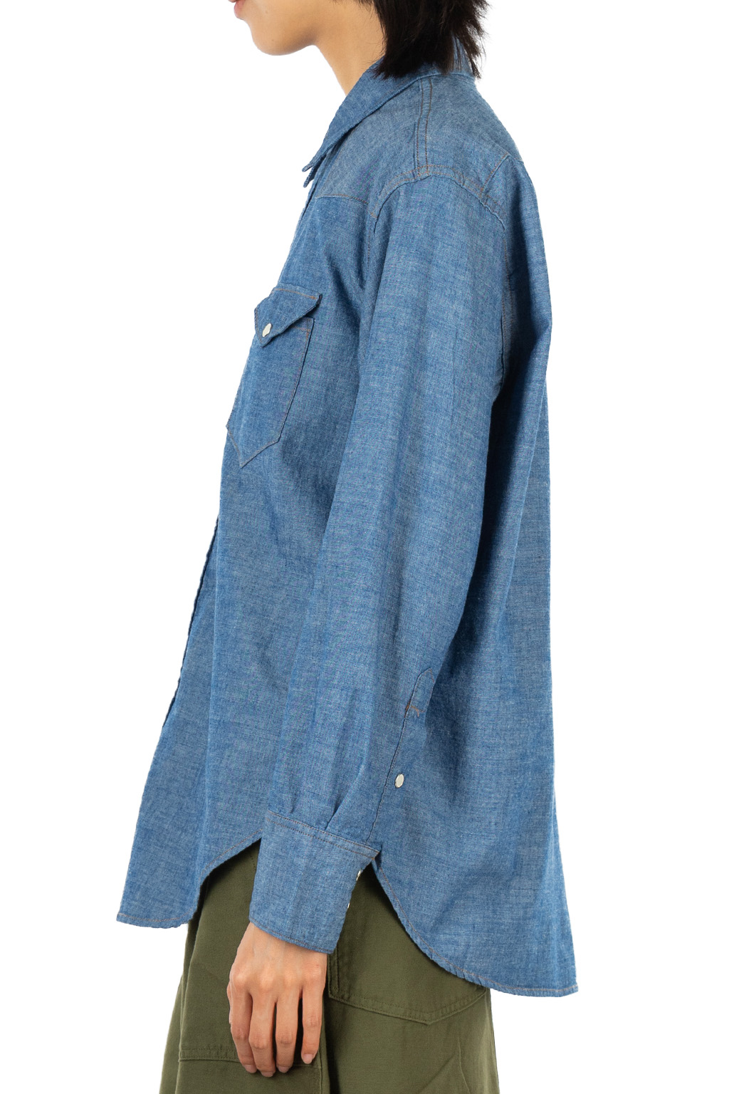 OrSlow - Relaxed Chambray Western Shirt - Chambray