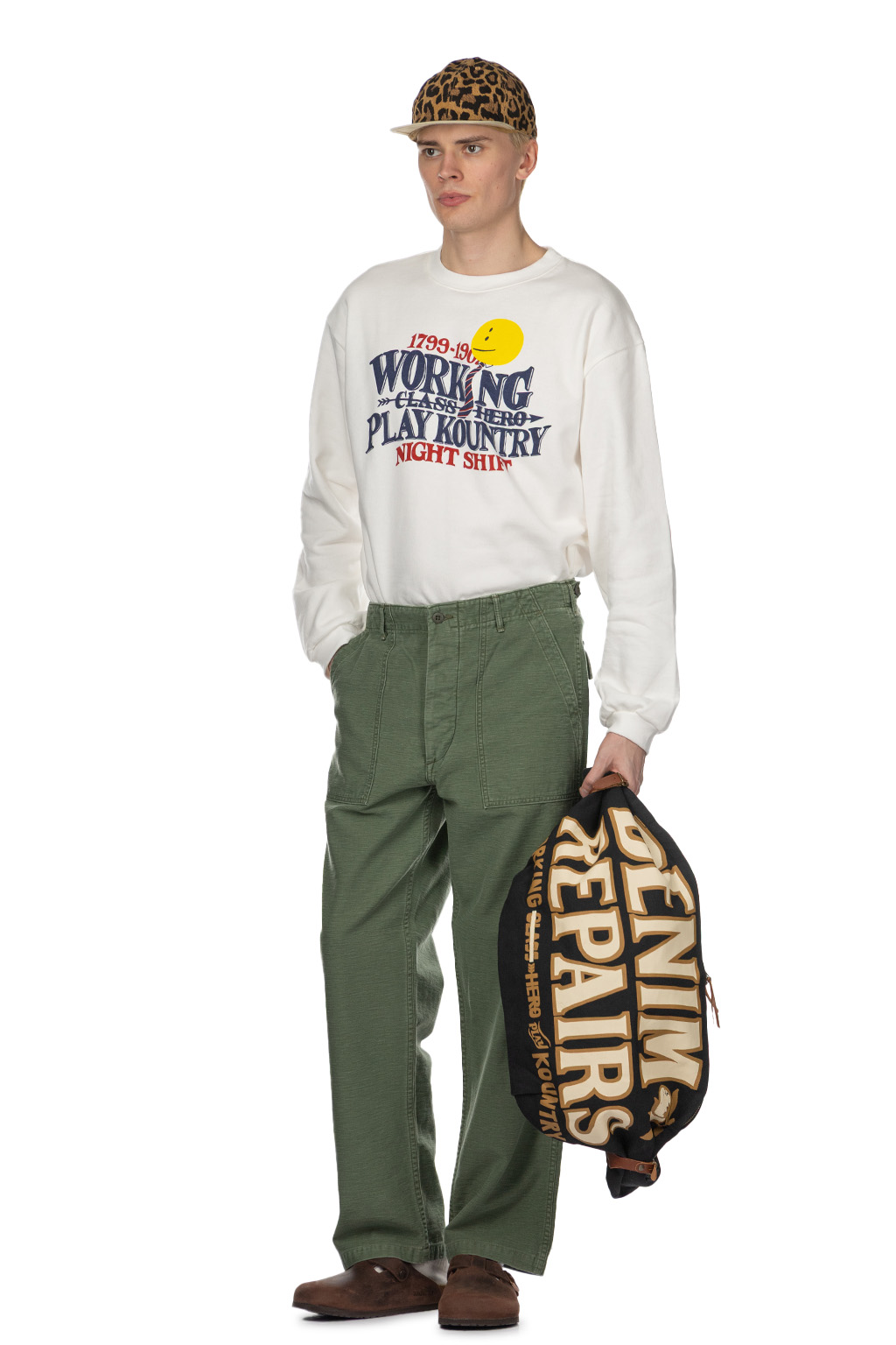 OrSlow US Army Fatigue Pants Used Wash - Green