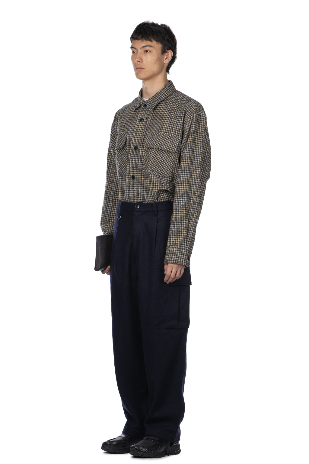 SOPHNET - Hard Melton 1 Tuck Tapered Cargo Pants - Navy