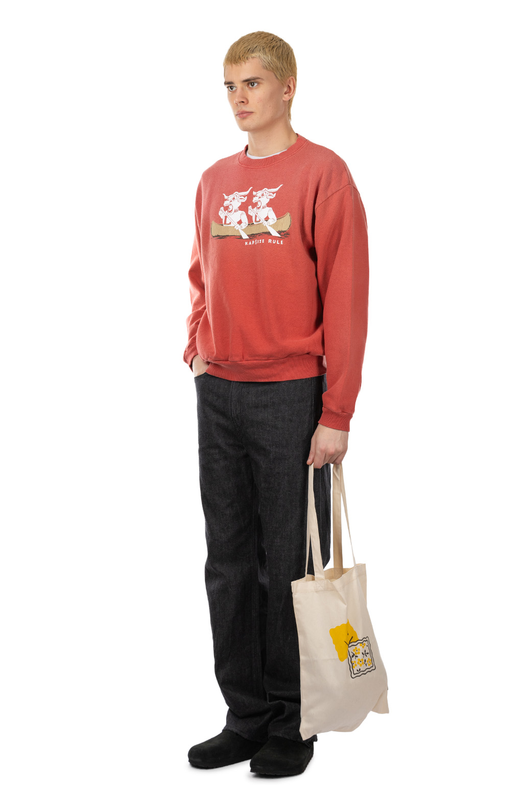 Kapital - SWT Knit Crew SWT("L" LONGHORN) - Red