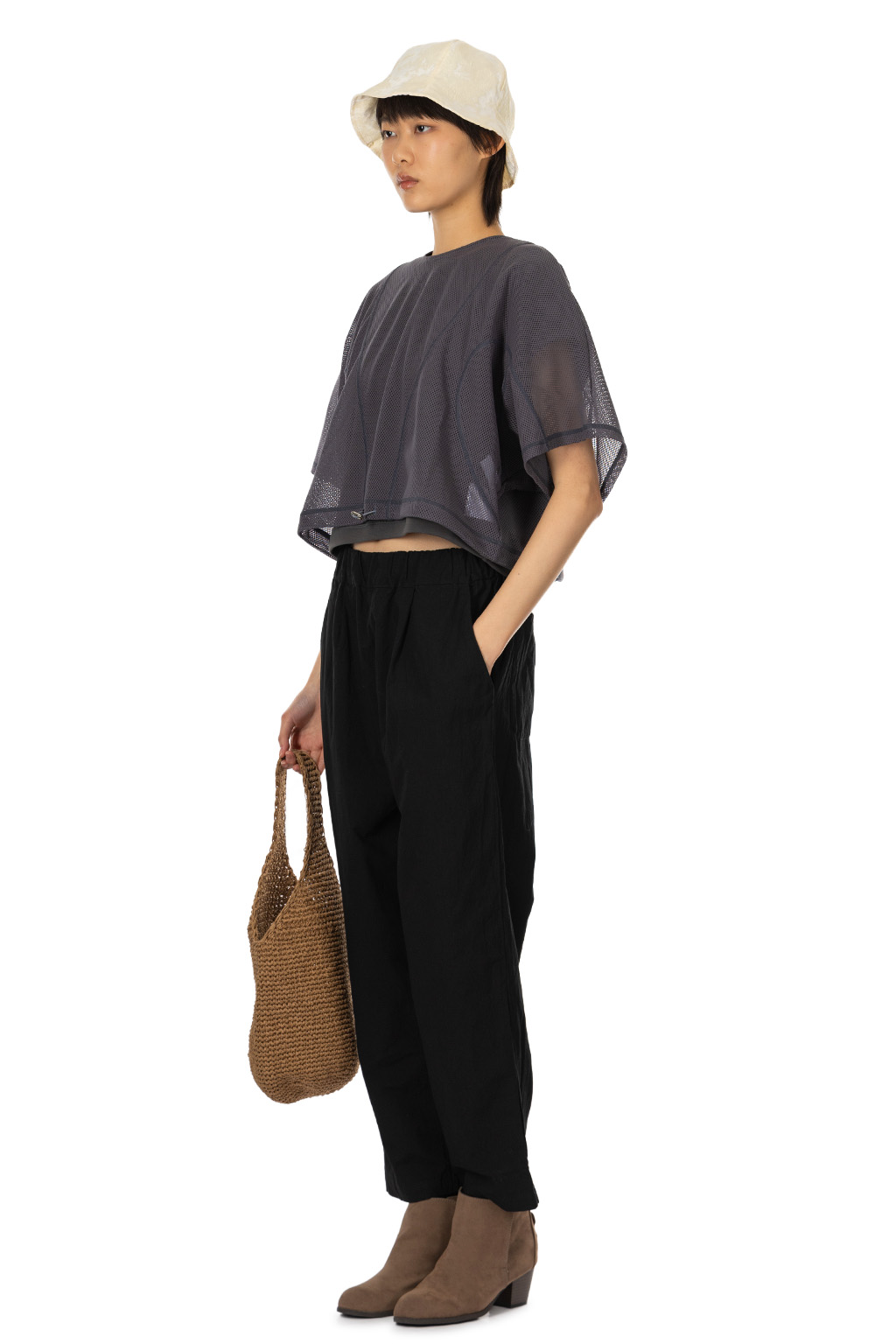 SYNTH - Dolman Sleeve Cropped T - Gray