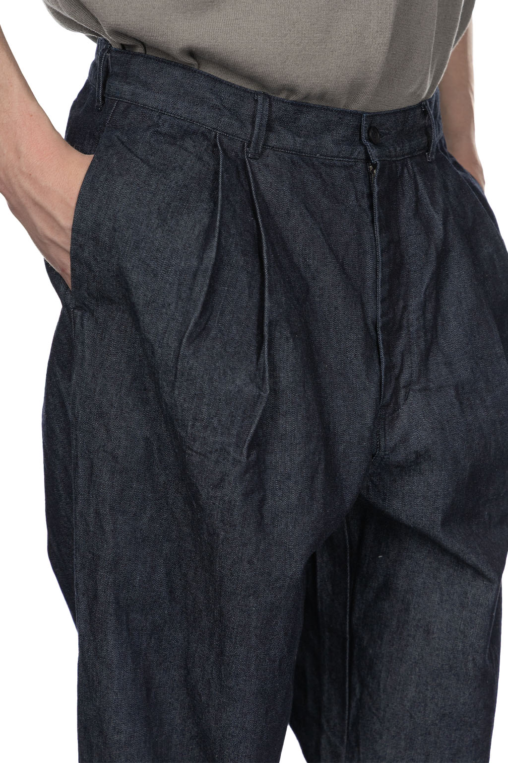 Still by hand - 10oz Denim 2 Tuck Pants - Navy