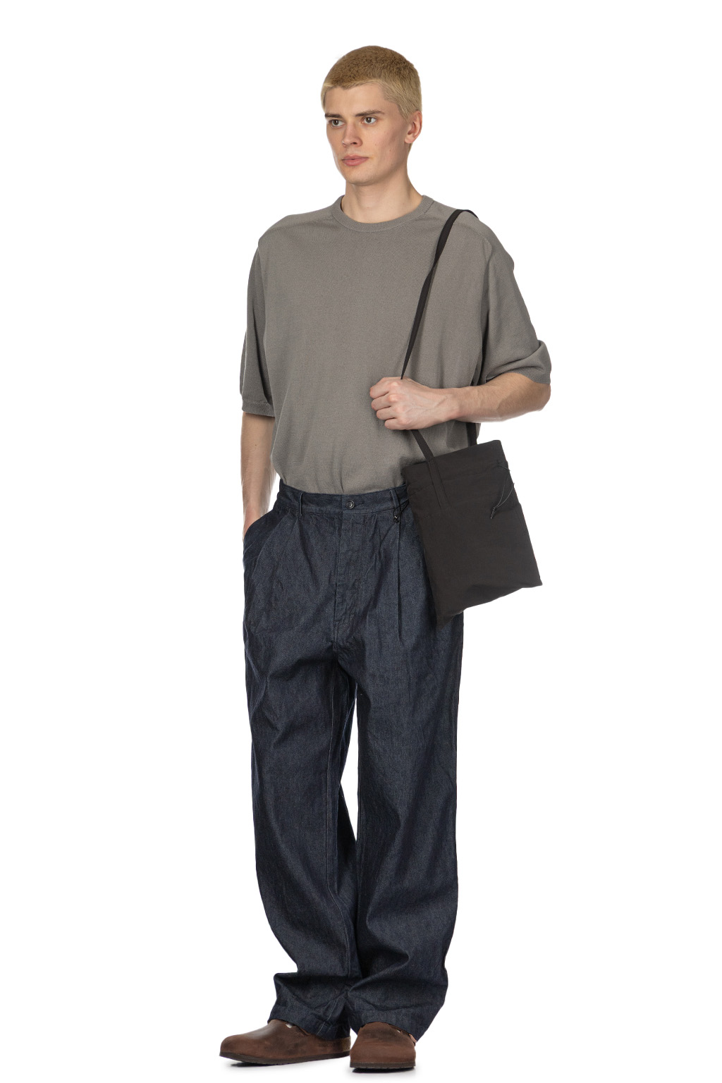 Still by hand - 10oz Denim 2 Tuck Pants - Navy