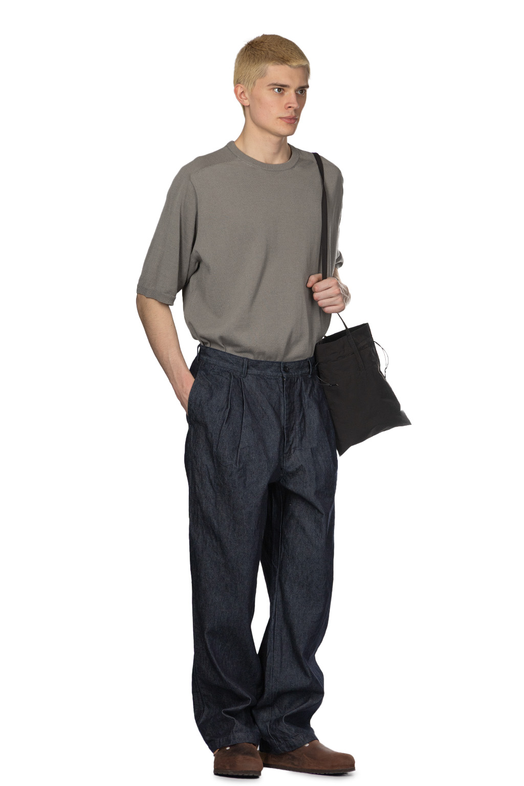 Still by hand - 10oz Denim 2 Tuck Pants - Navy