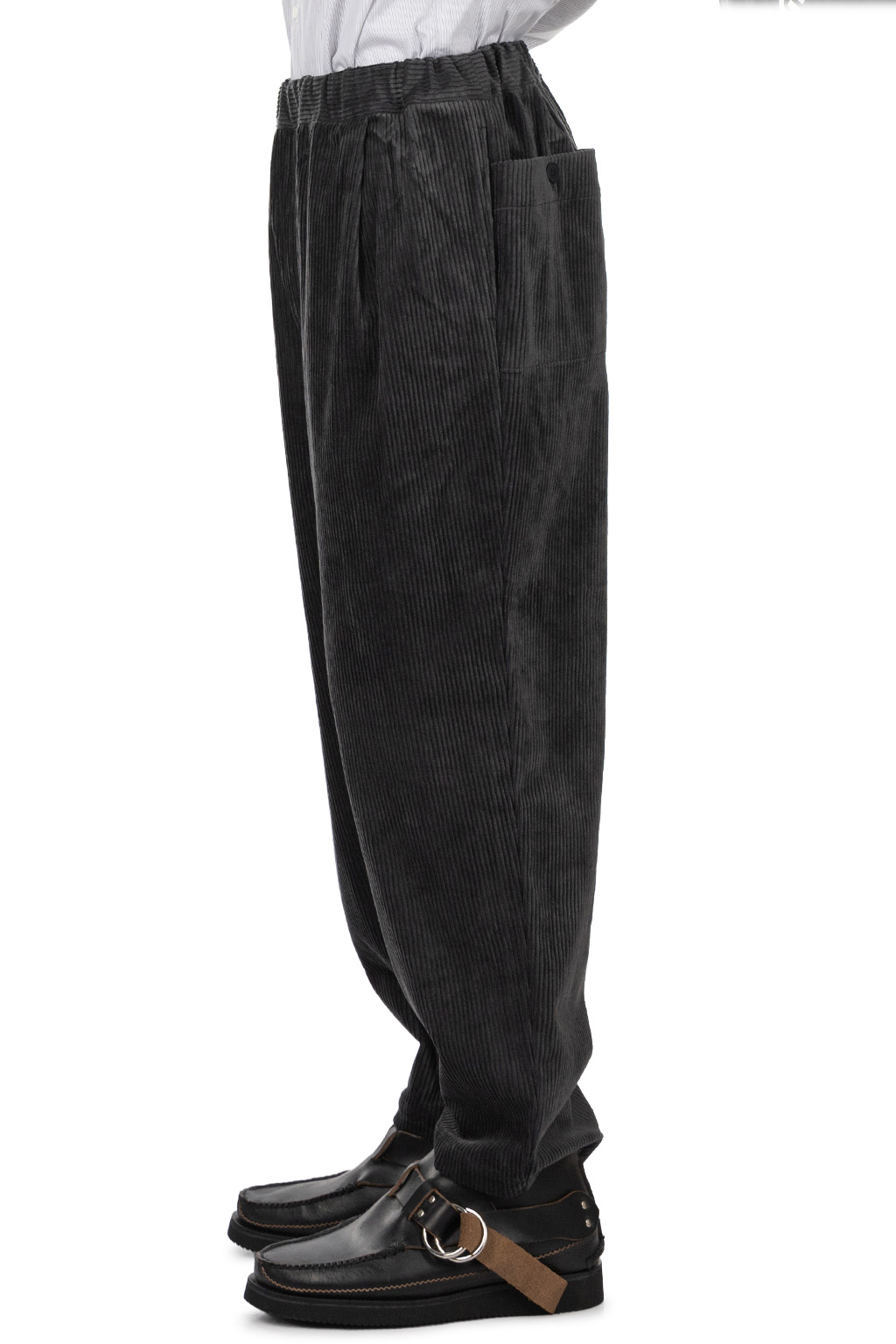 Still by hand - Corduroy Easy Pants - Blue Charcoal